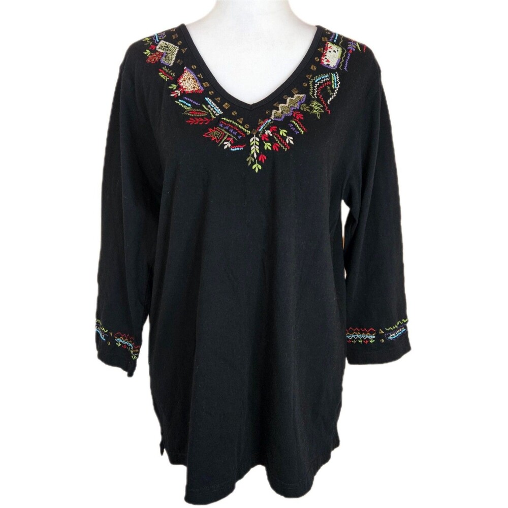Original Anthony Embroidered Tunic Top Women's Medium Boho Eclectic Artsy Hippie